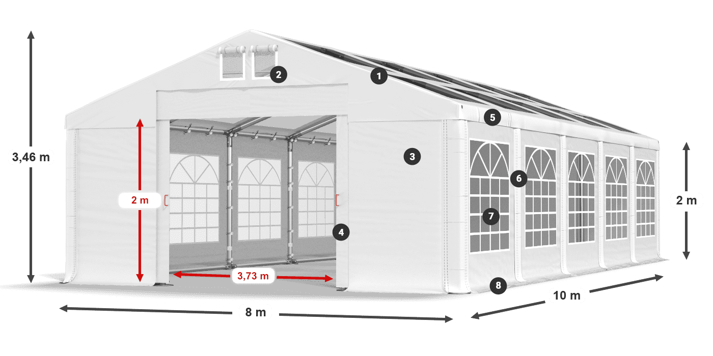 Dach: MS T 580 PVC Ściany: FR 620 PVC 2m legenda