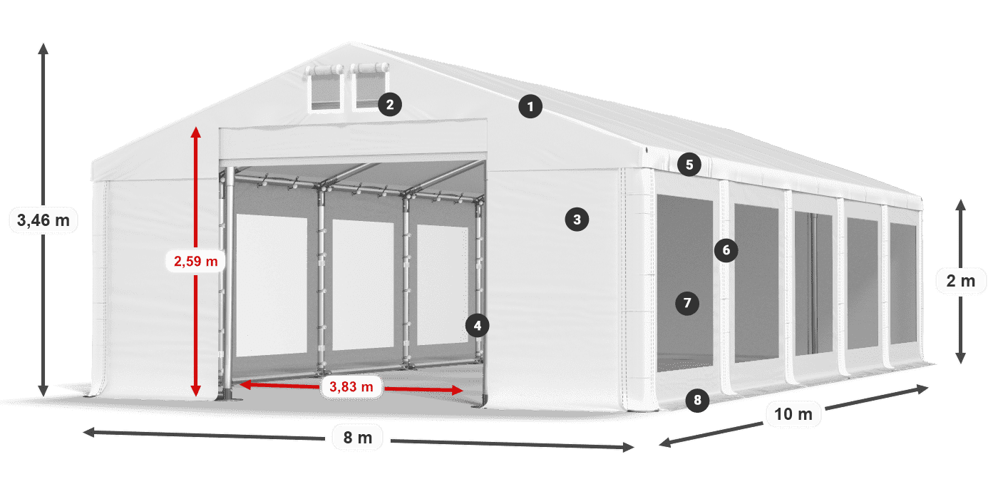 Dach: MS 580 PVC Ściany: MS 580 PVC 2m legenda