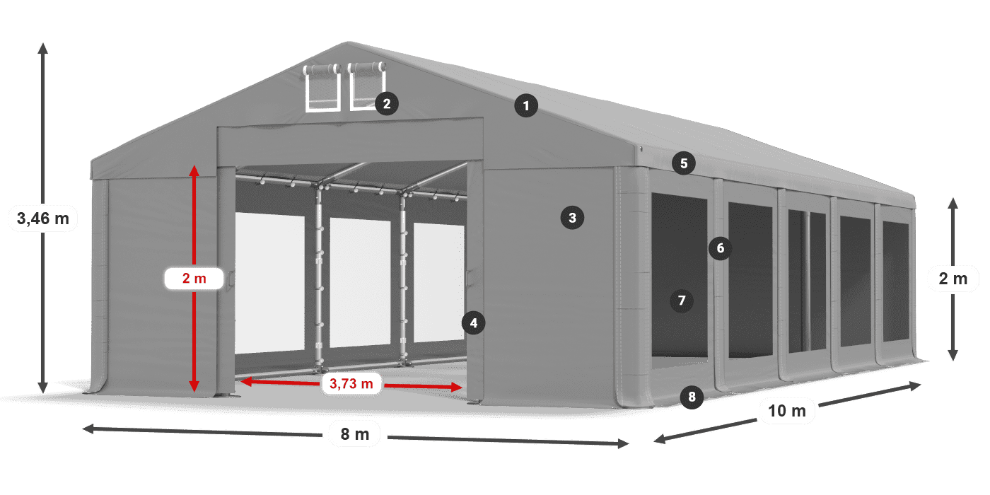 Dach: MS 580 PVC Ściany: MS 580 PVC 2m legenda