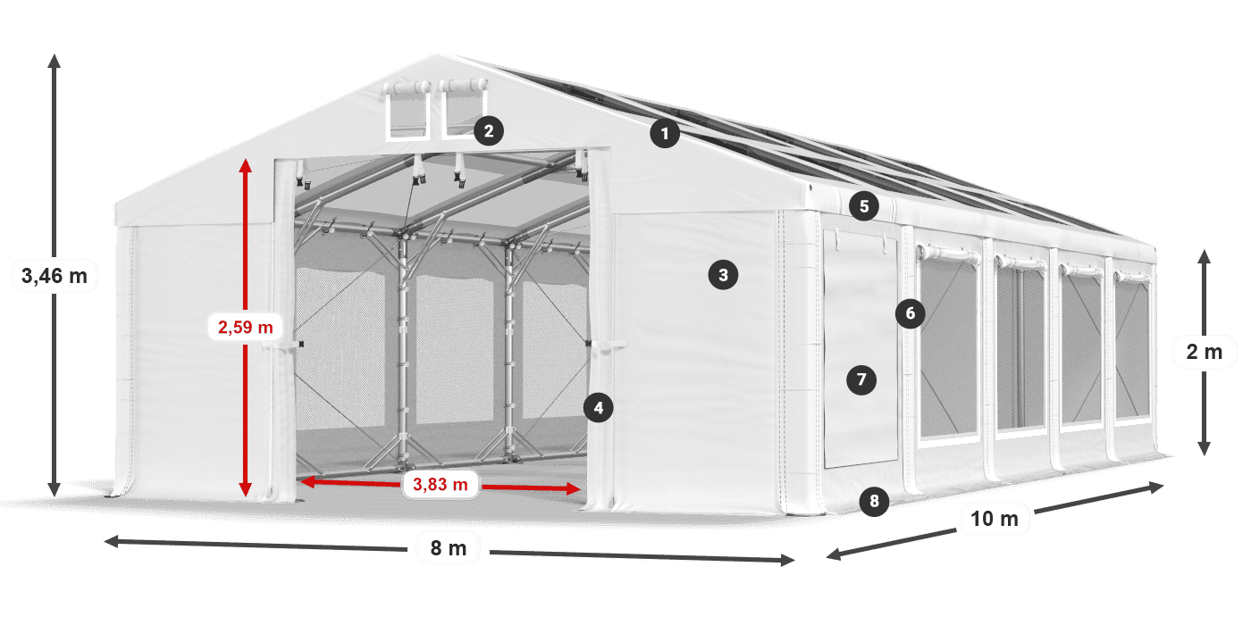 Dach: MS T 580 PVC Ściany: SDM  500 PVC 2m legenda