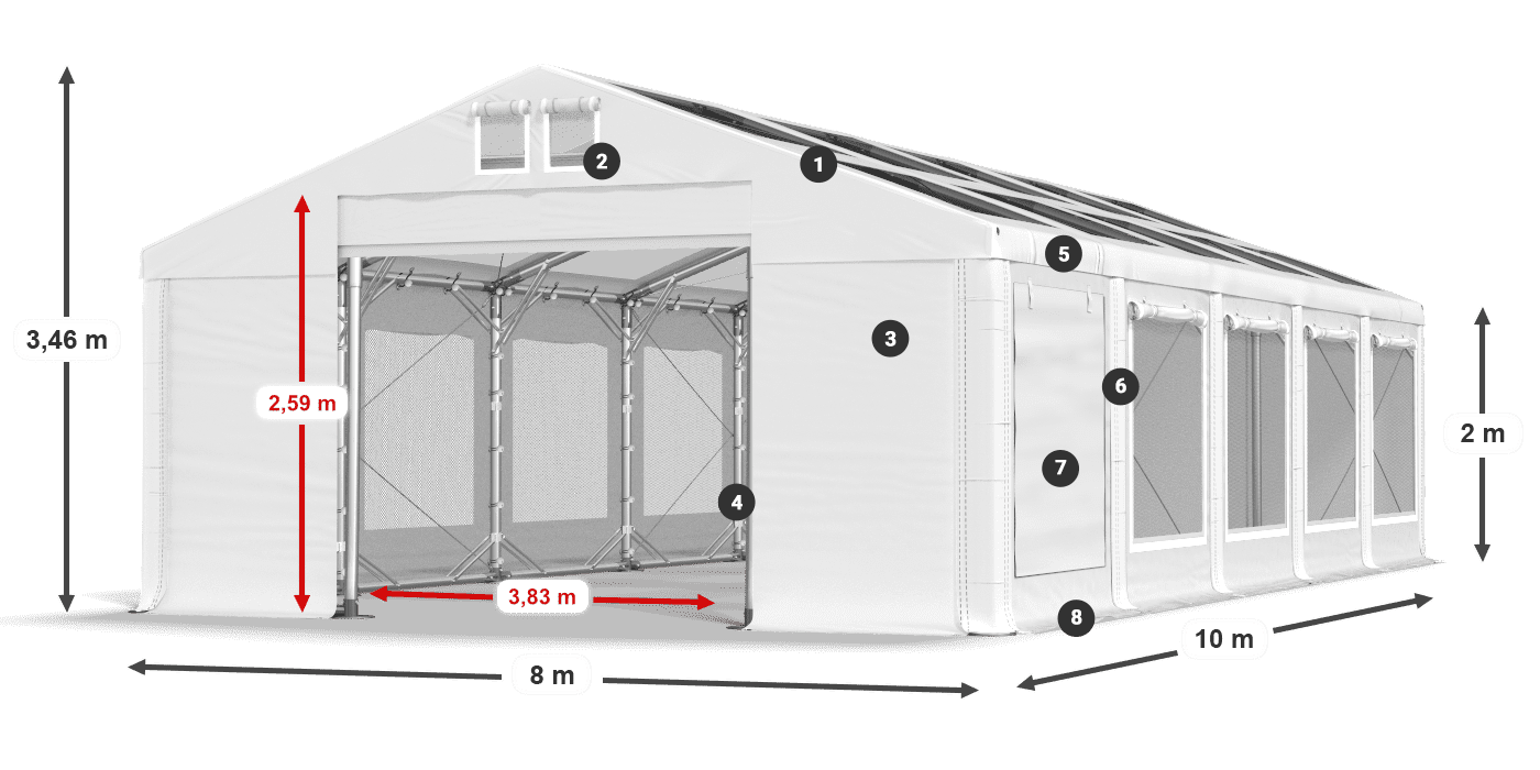 Dach: MS T 580 PVC Ściany: SDM  500 PVC 2m legenda