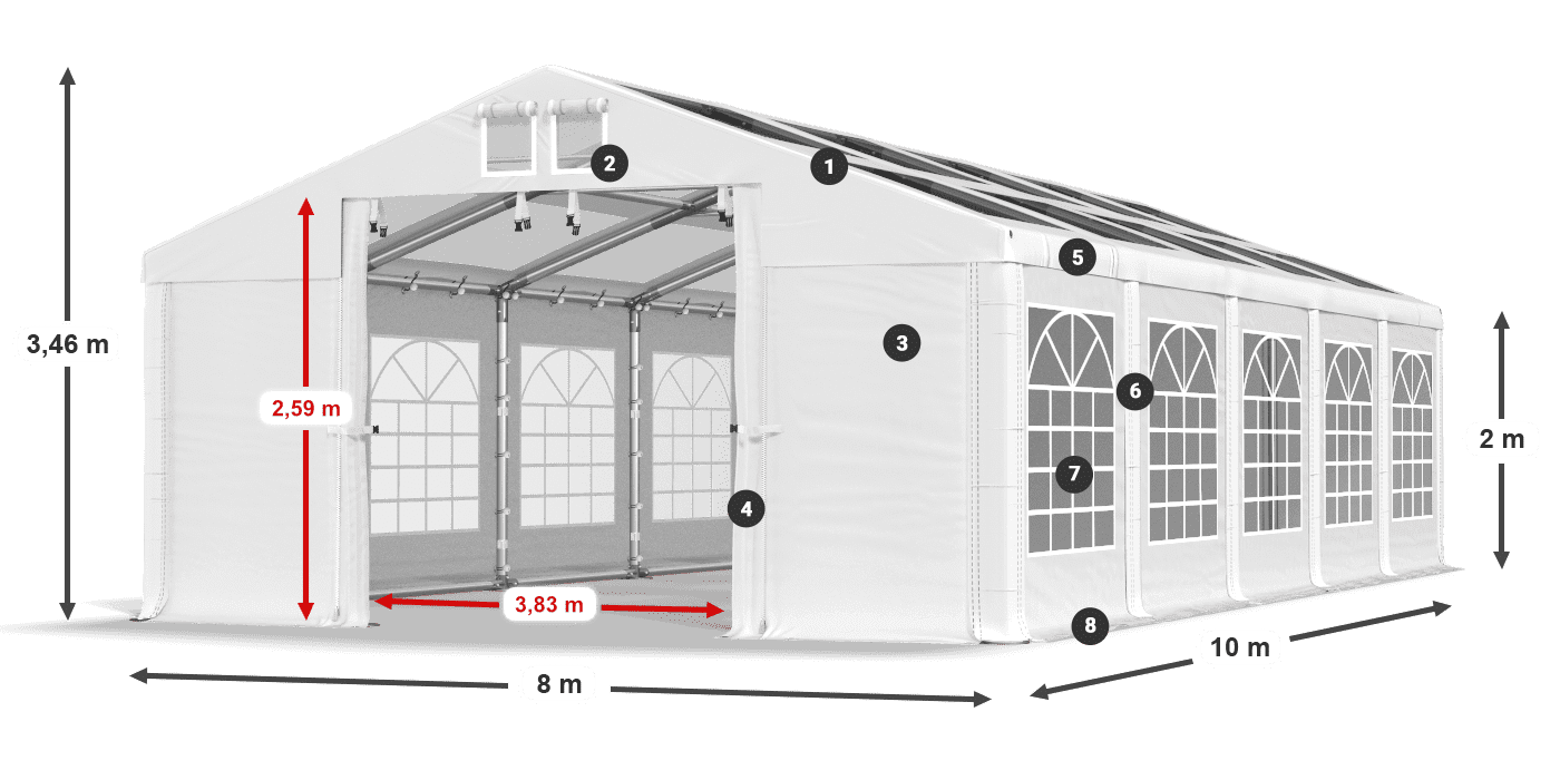 Dach: MS 580 PVC Ściany: SD 500 PVC 2m legenda