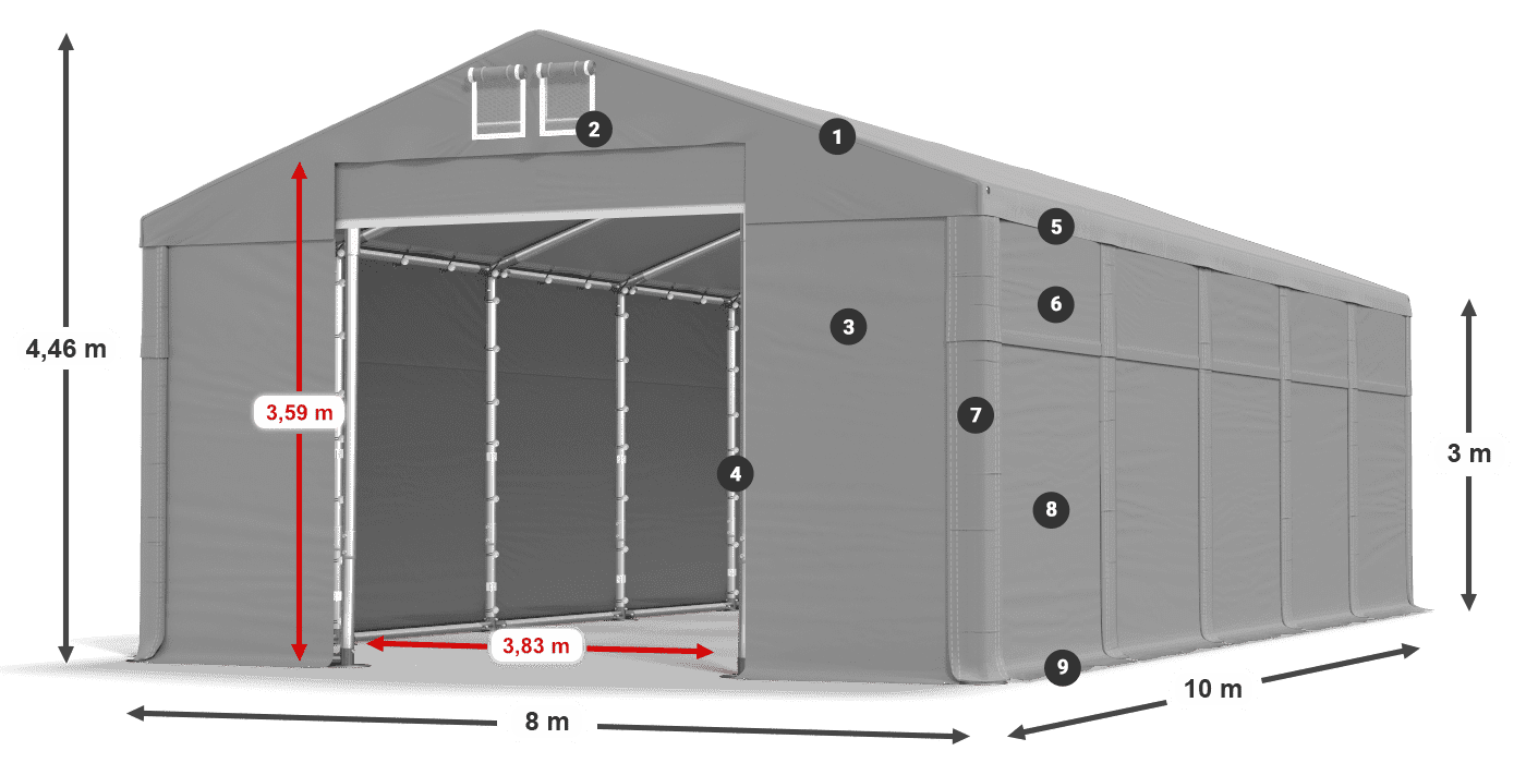Dach: FR 620 PVC Ściany: SD 500 PVC 3m legenda