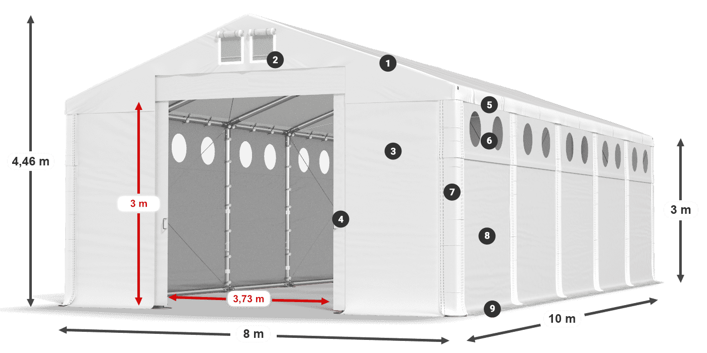 Dach: MS 580 PVC Ściany: FR O 620 PVC 3m legenda