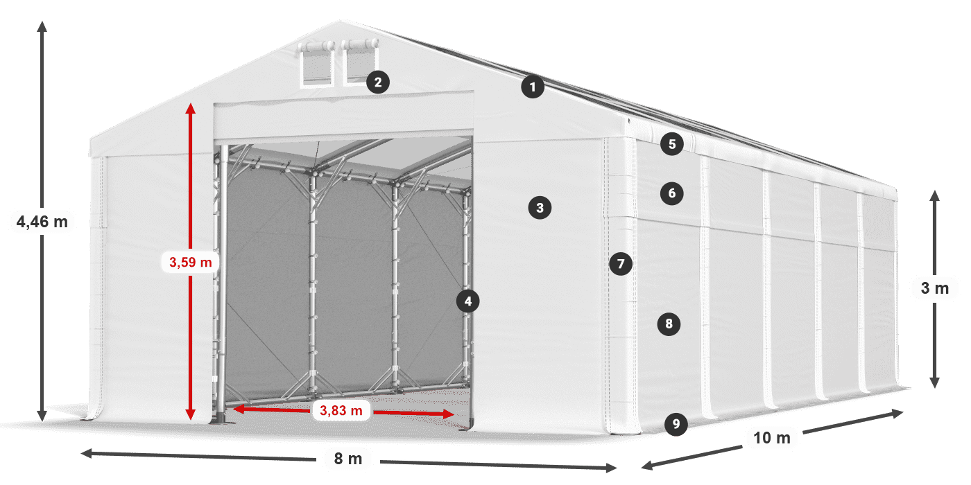 Dach: MS T 580 PVC Ściany: SD 500 PVC 3m legenda