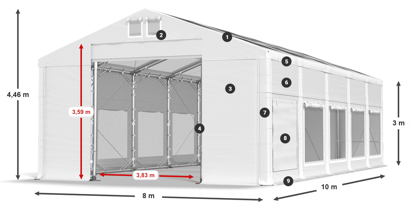 Dach: MS T 580 PVC Ściany: SD M 500 PVC 3m legenda