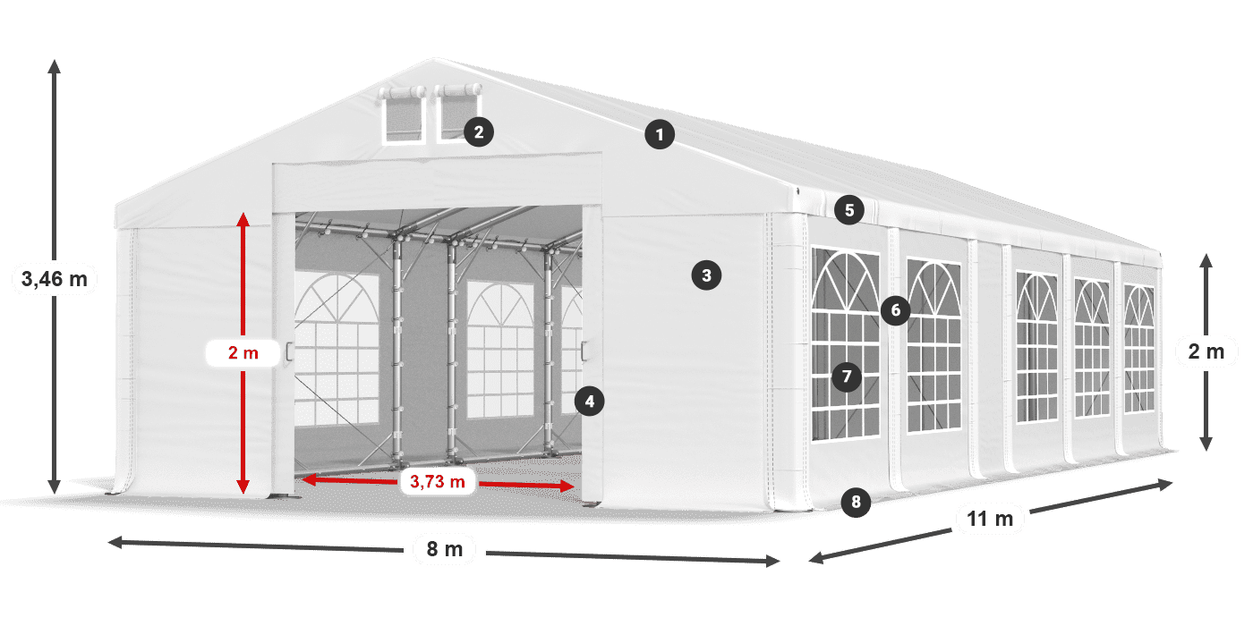 Dach: FR 620 PVC Ściany: SD 500 PVC 2m legenda