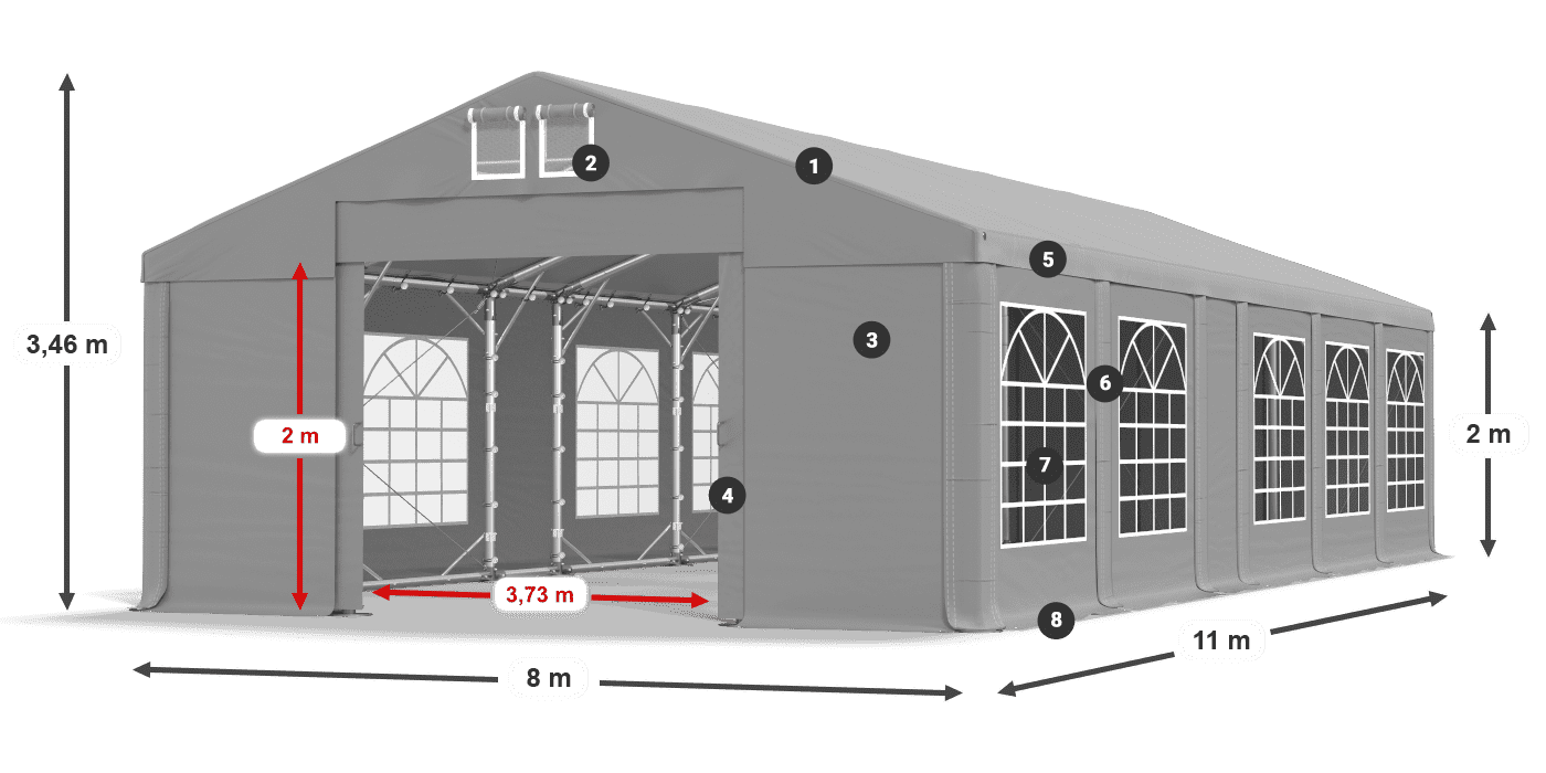 Dach: FR 620 PVC Ściany: SD 500 PVC 2m legenda