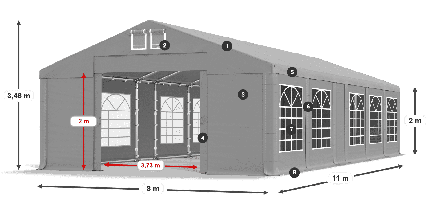 Dach: FR 620 PVC Ściany: SD 500 PVC 2m legenda