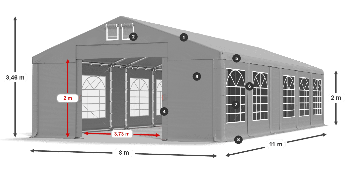 Dach: FR 620 PVC Ściany: SD 500 PVC 2m legenda