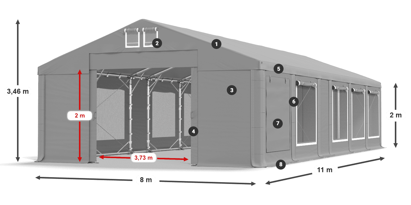 Dach: MS 580 PVC Ściany: SD M 500 PVC 2m legenda