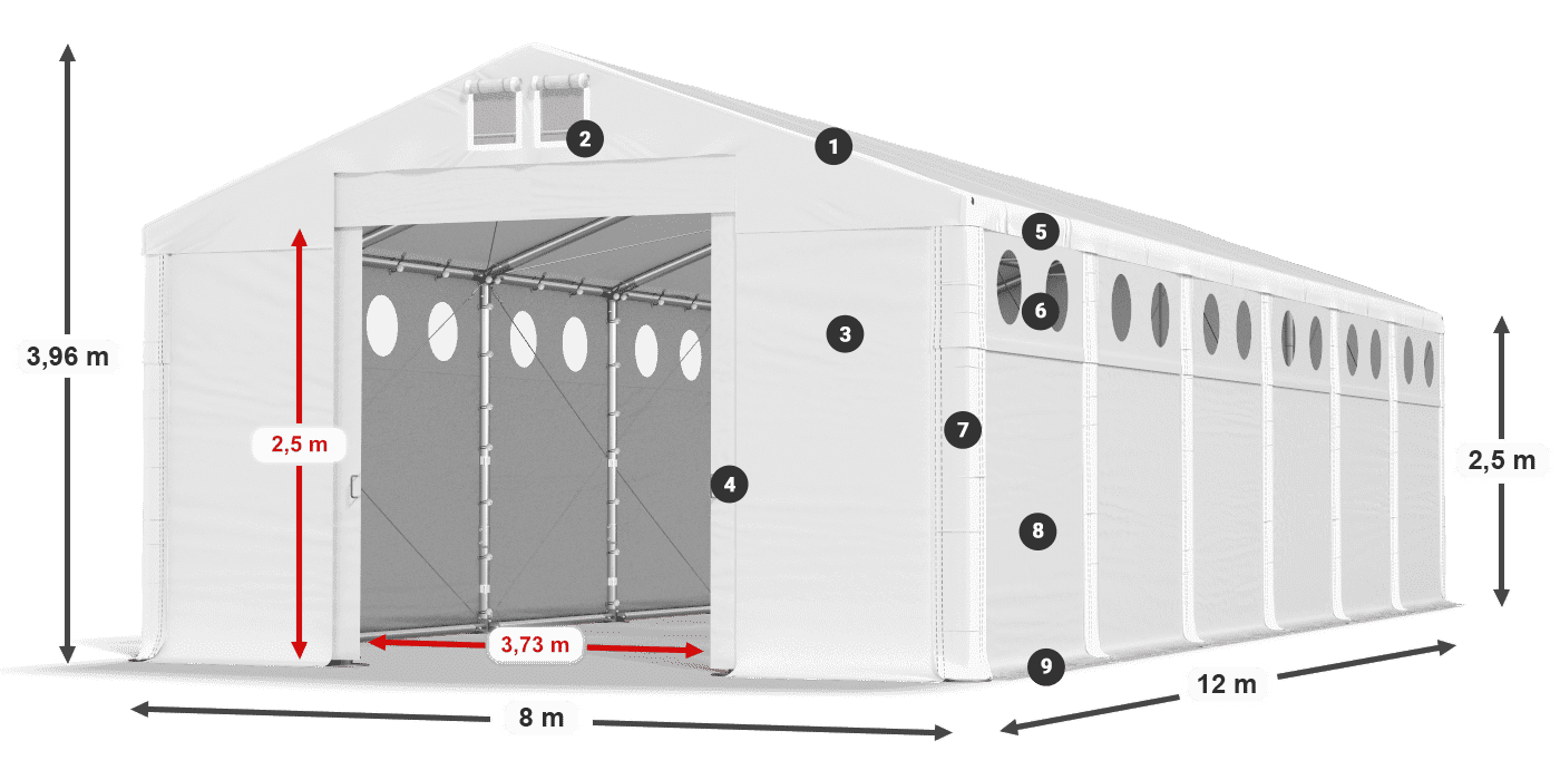 Dach: SD 560 PVC Ściany: MS O 580 PVC legenda 2.5m