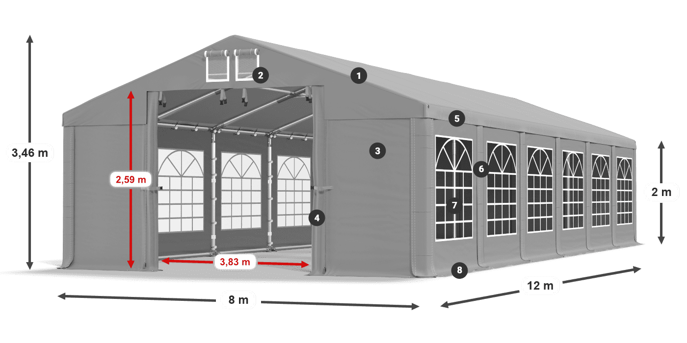 Dach: FR 620 PVC Ściany: SD 500 PVC 2m legenda