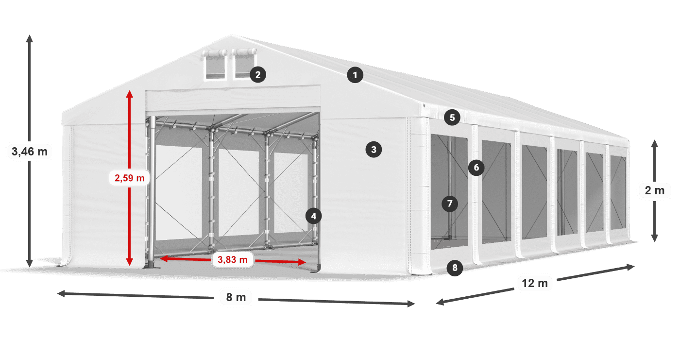 Dach: MS 580 PVC Ściany: MS 580 PVC 2m legenda
