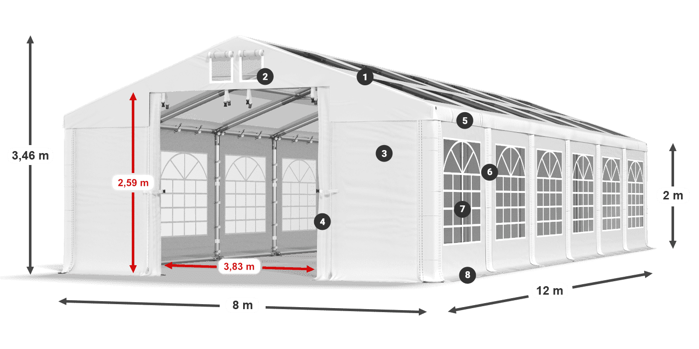 Dach: MS 580 PVC Ściany: SD 500 PVC 2m legenda