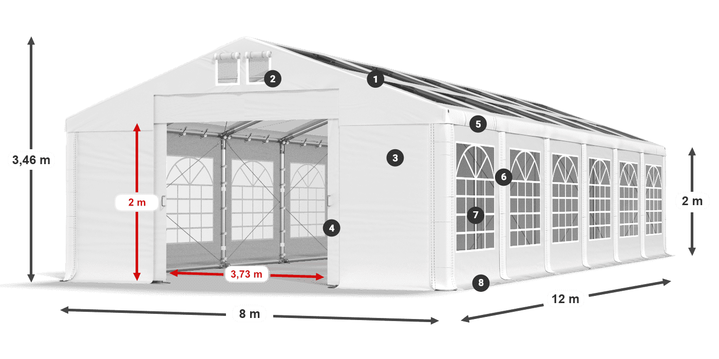 Dach: MS 580 PVC Ściany: SD 500 PVC 2m legenda