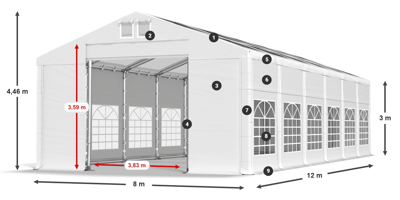 Dach: MS T 580 PVC Ściany: SD I 500 PVC 3m legenda