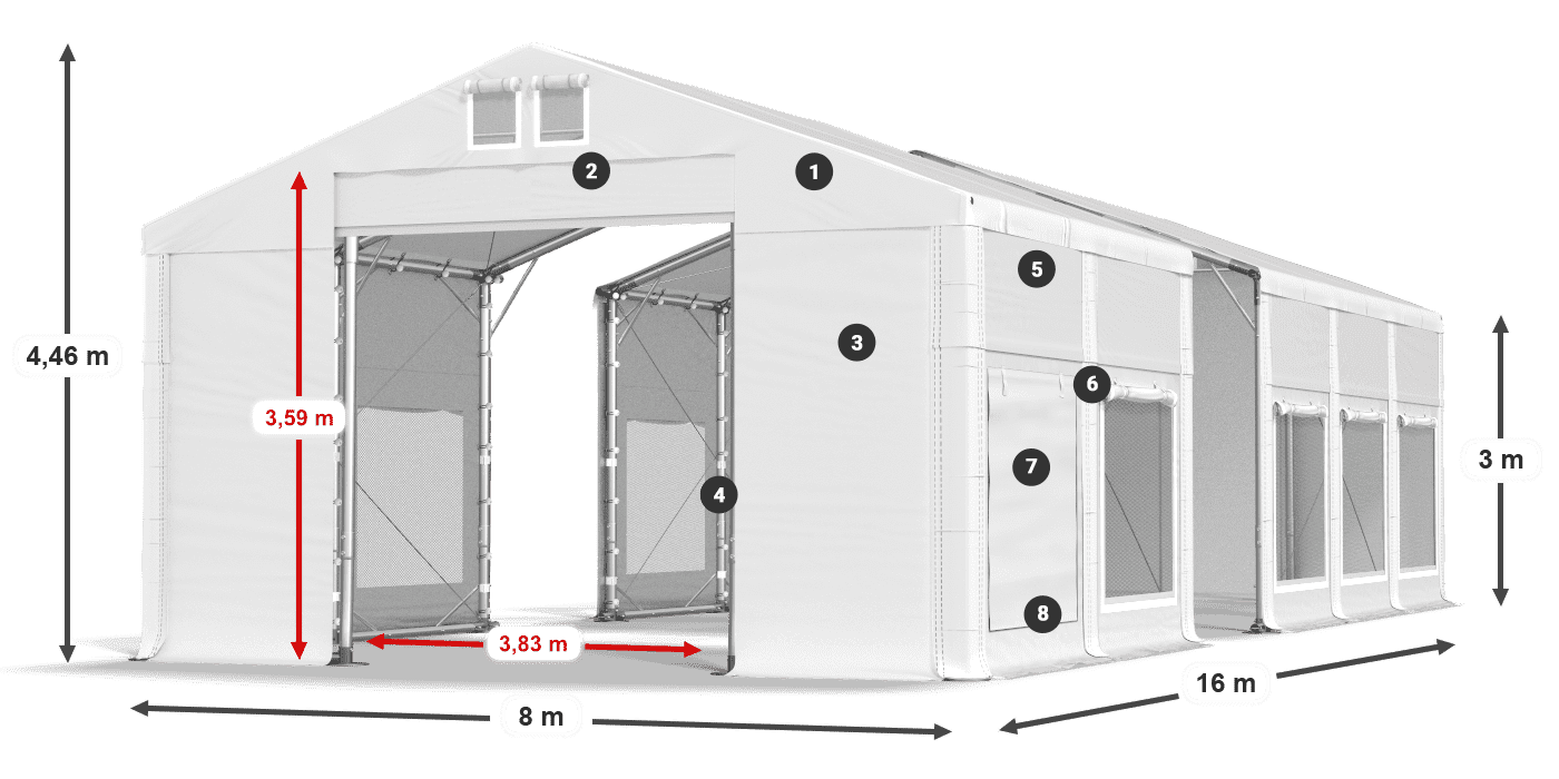 Dach: FR 620 PVC Ściany: SD 500 PVC 3m legenda