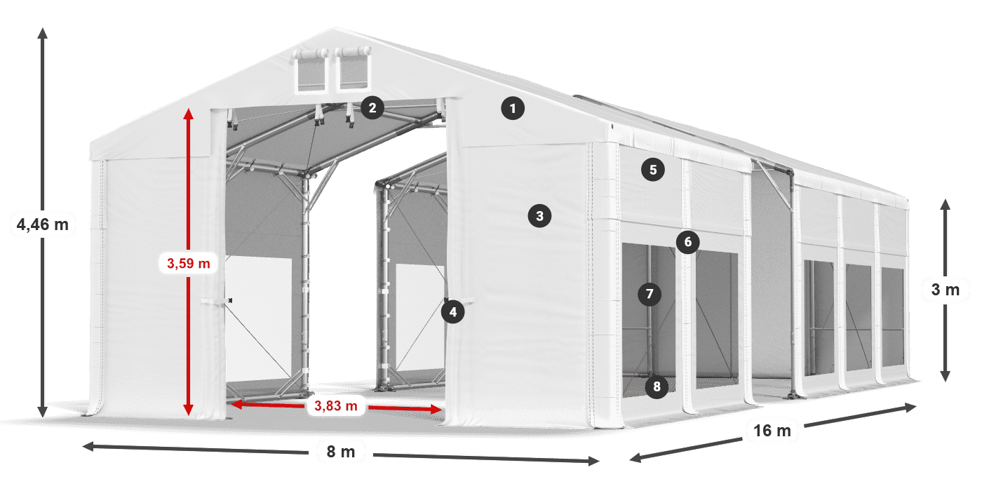 Dach: MS 580 PVC Ściany: MS 580 PVC 3m legenda