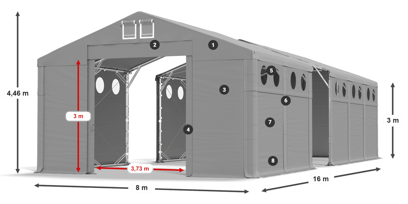 Dach: SD 560 PVC Ściany: MS O 580 PVC legenda 3m