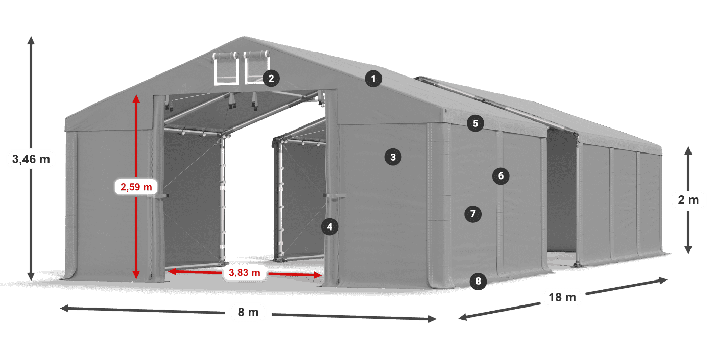 Dach: SD 560 PVC Ściany: MS 580 PVC legenda 2m