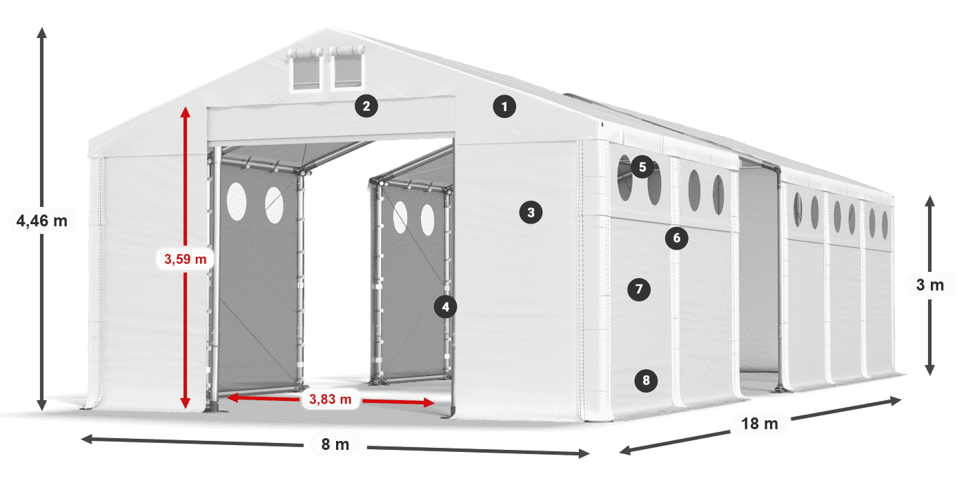 Dach: MS 580 PVC Ściany: SD O 500 PVC 3m legenda