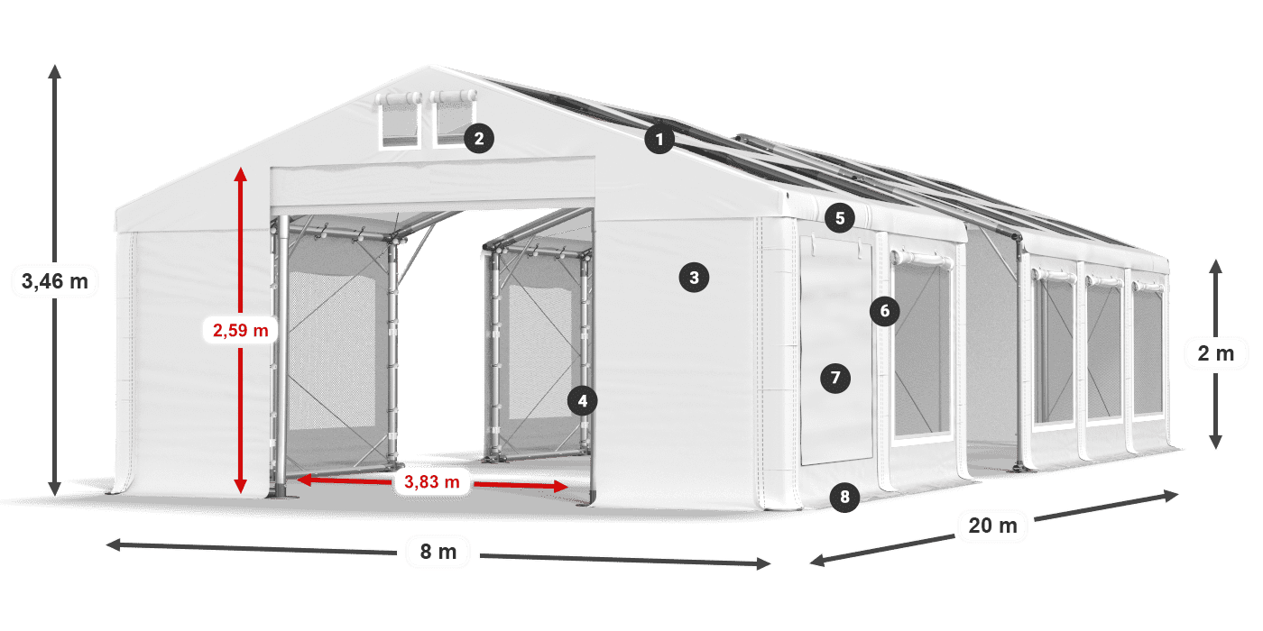 Dach: MS 580 PVC Ściany: SD 500 PVC