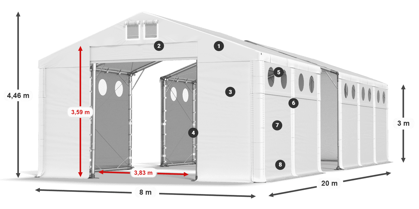 Dach: FR 620 PVC Ściany: SD O 500 PVC 3m legenda