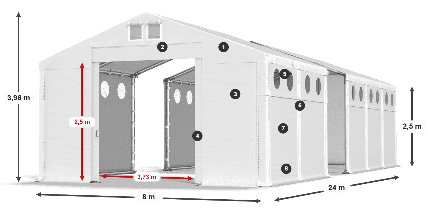 Dach: SD 560 PVC Ściany: FR O 620 PVC legenda 2.5m