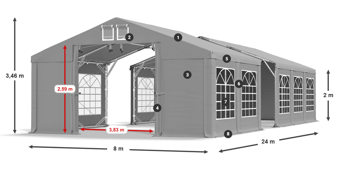 Dach: FR 620 PVC Ściany: SD 500 PVC 2m legenda