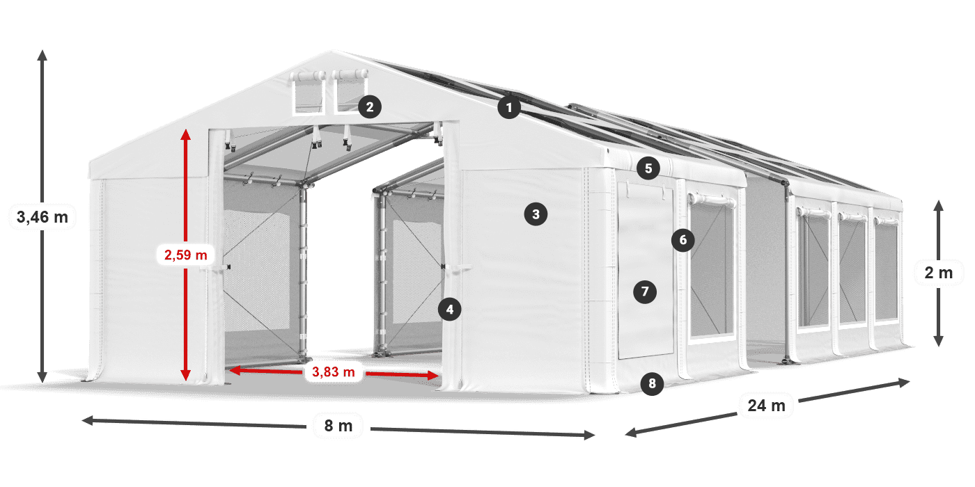 Dach: MS T 580 PVC Ściany: SDM  500 PVC 2m legenda