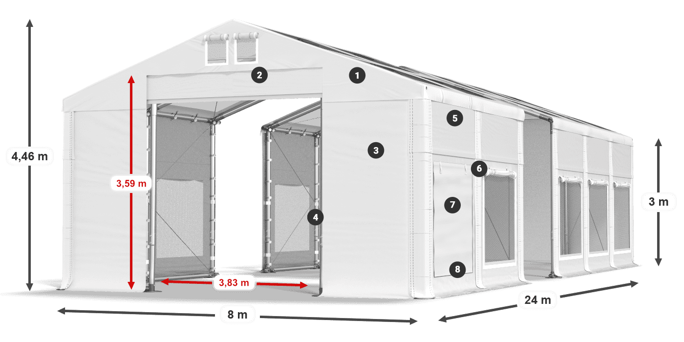 Dach: MS T 580 PVC Ściany: SD M 500 PVC 3m legenda