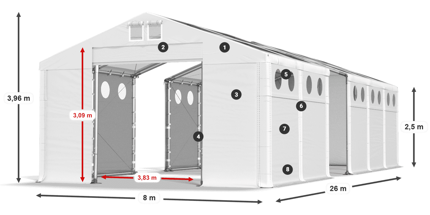 Dach: MS T 580 PVC Ściany: SD O 500 PVC 2.5m legenda