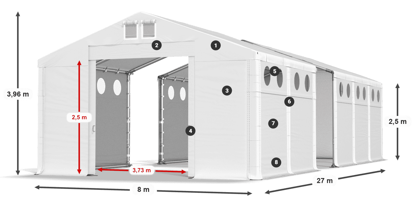 Dach: FR 620 PVC Ściany: SD O 500 PVC 2.5m legenda