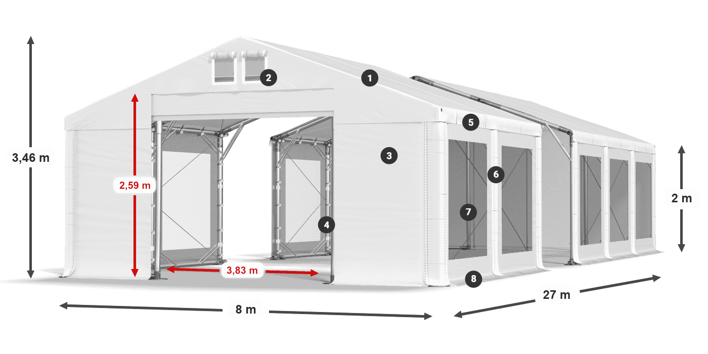 Dach: MS 580 PVC Ściany: MS 580 PVC 2m legenda