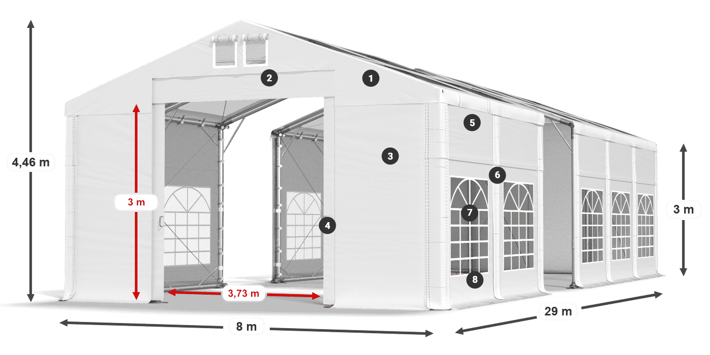 Dach: MS T 580 PVC Ściany: SD I 500 PVC 3m legenda