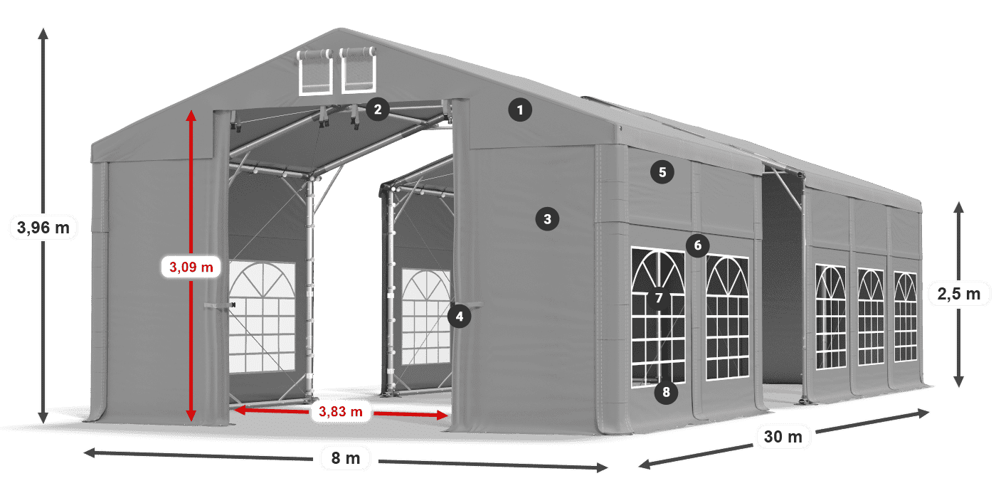Dach: FR 620 PVC Ściany: SD 500 PVC 2.5m legenda