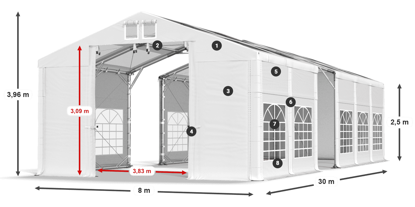 Dach: MS 580 PVC Ściany: SD 500 PVC 2.5m legenda