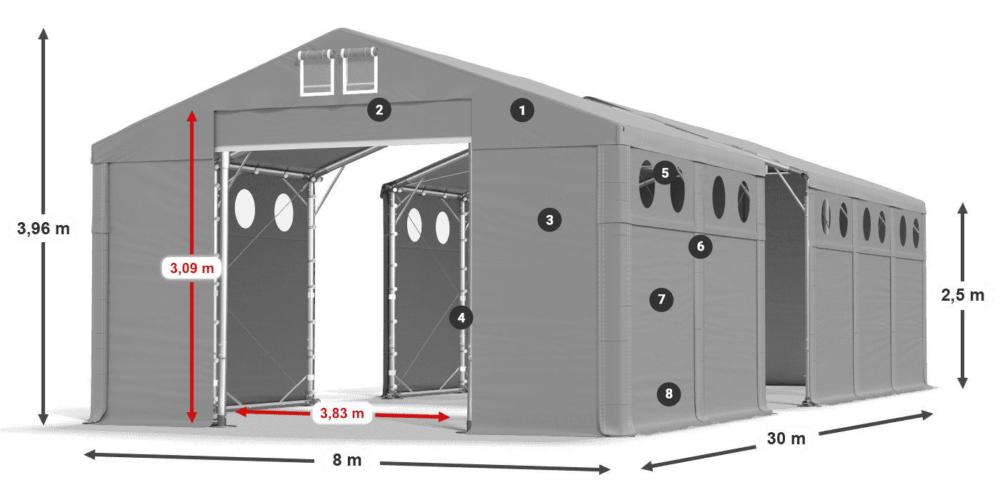 Dach: SD 560 PVC Ściany: MS O 580 PVC legenda 2.5m