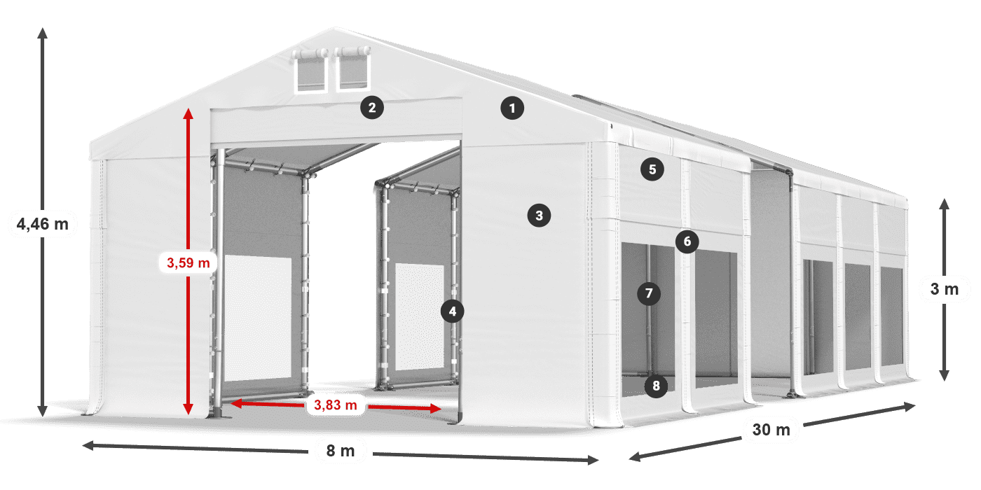 Dach: MS 580 PVC Ściany: MS 580 PVC 3m legenda