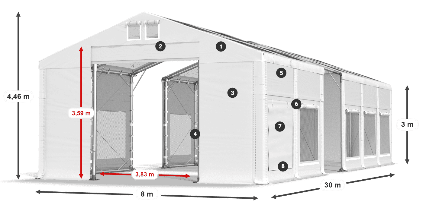 Dach: MS T 580 PVC Ściany: SD M 500 PVC 3m legenda