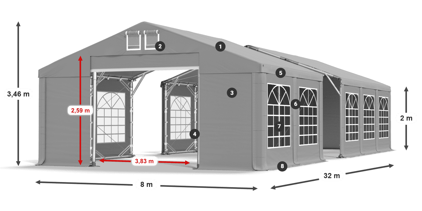Dach: FR 620 PVC Ściany: SD 500 PVC 2m legenda