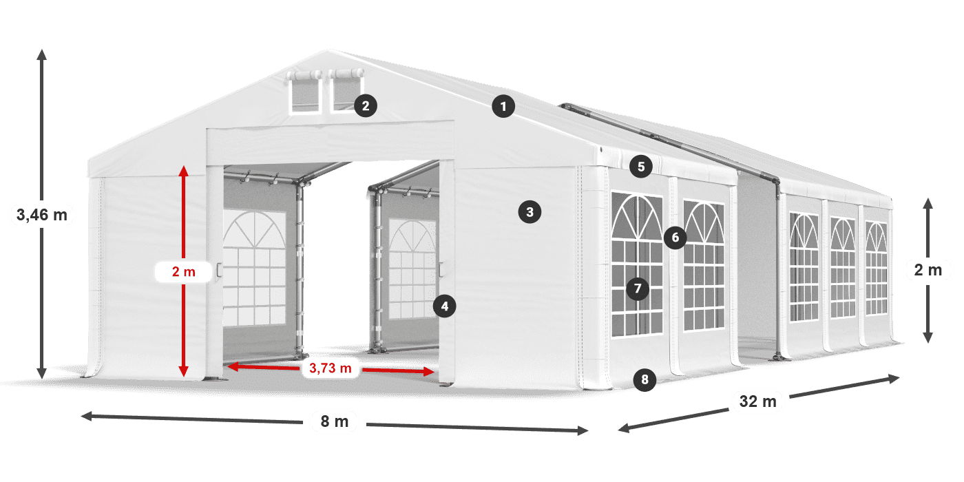 Dach: SD 560 PVC Ściany: FR 620 PVC legenda 2m