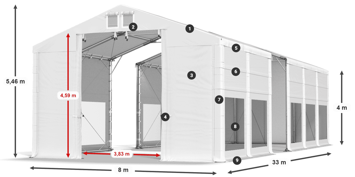 Dach: MS 580 PVC Ściany: MS 580 PVC 4m legenda