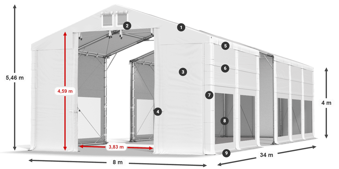Dach: MS 580 PVC Ściany: MS 580 PVC 4m legenda