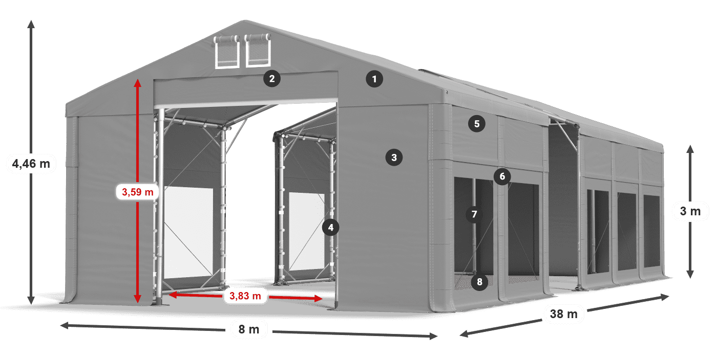 Dach: MS 580 PVC Ściany: MS 580 PVC 3m legenda
