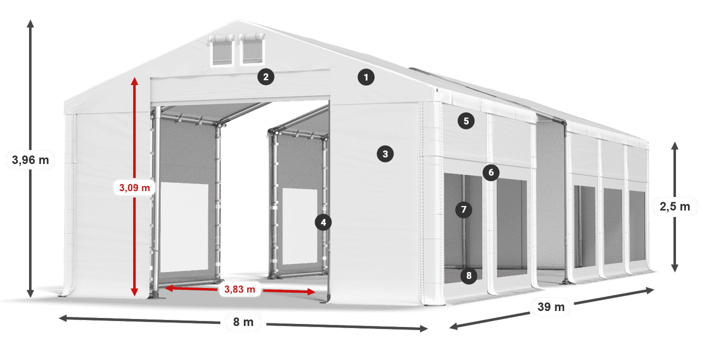 Dach: FR 620 PVC Ściany: MS 580 PVC 2.5m legenda