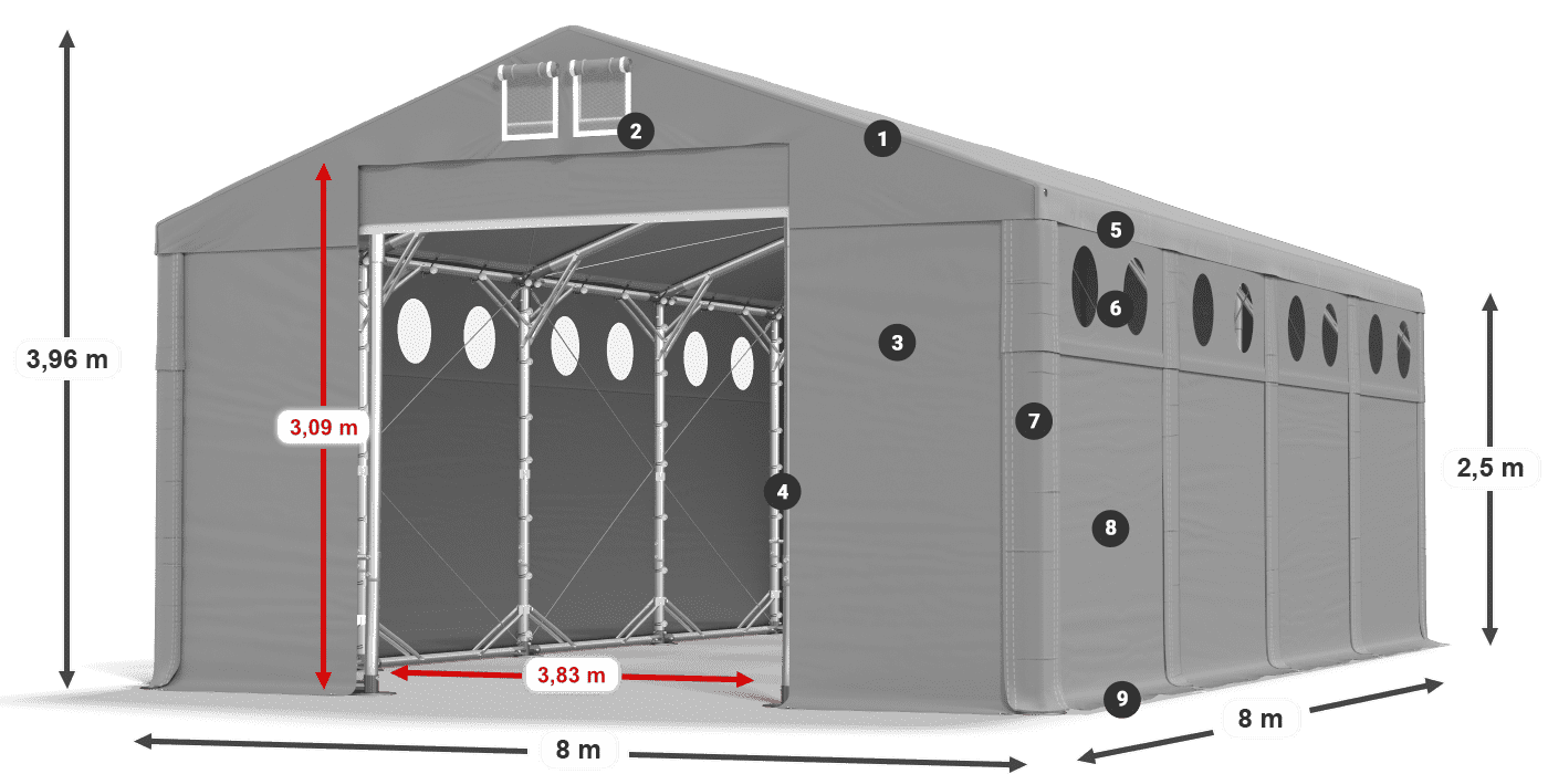 Dach: SD 560 PVC Ściany: MS O 580 PVC legenda 2.5m
