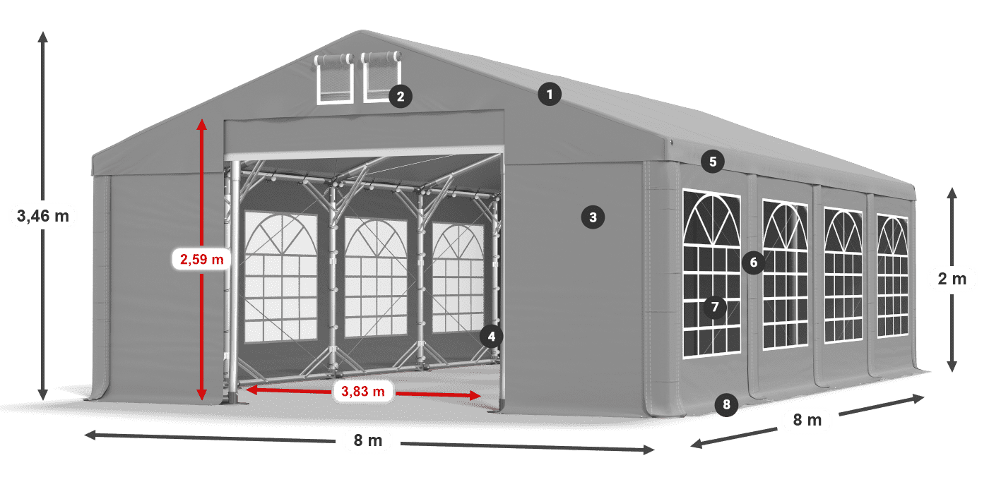 Dach: FR 620 PVC Ściany: SD 500 PVC 2m legenda