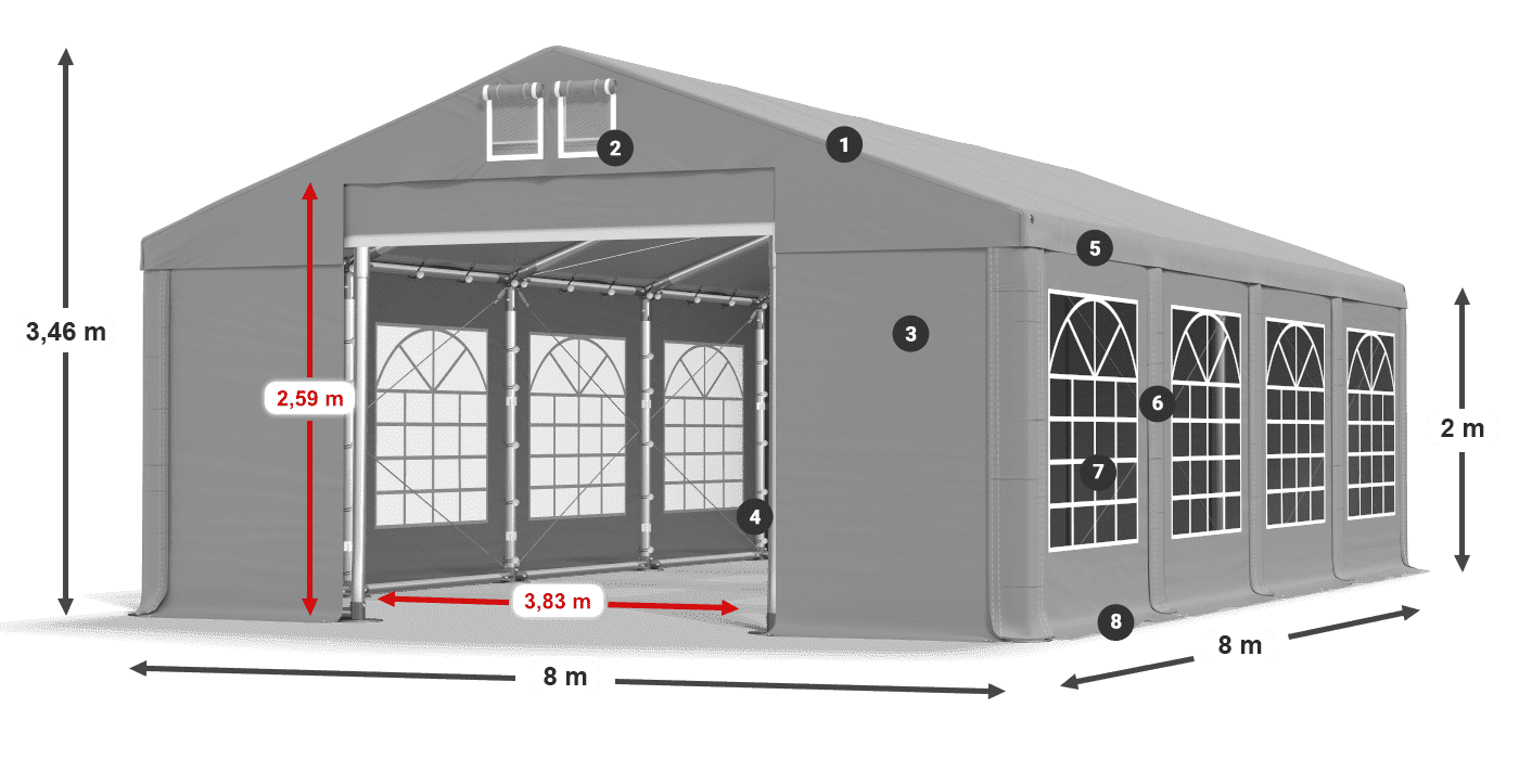 Dach: FR 620 PVC Ściany: SD 500 PVC 2m legenda